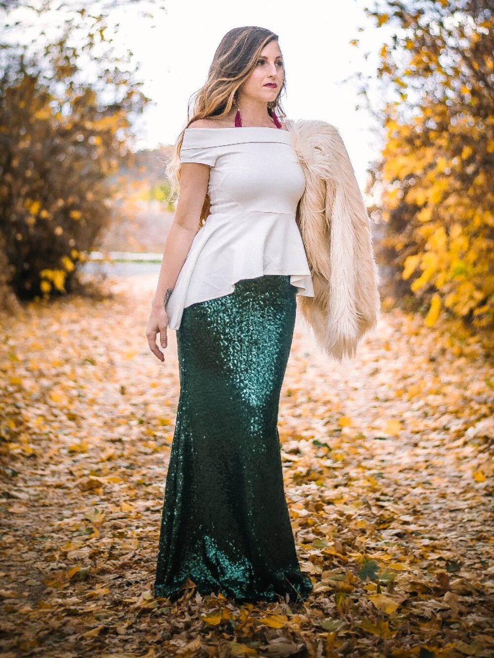 NWT Glitter Fox Stretch Sequin Trumpet Maxi Skirt